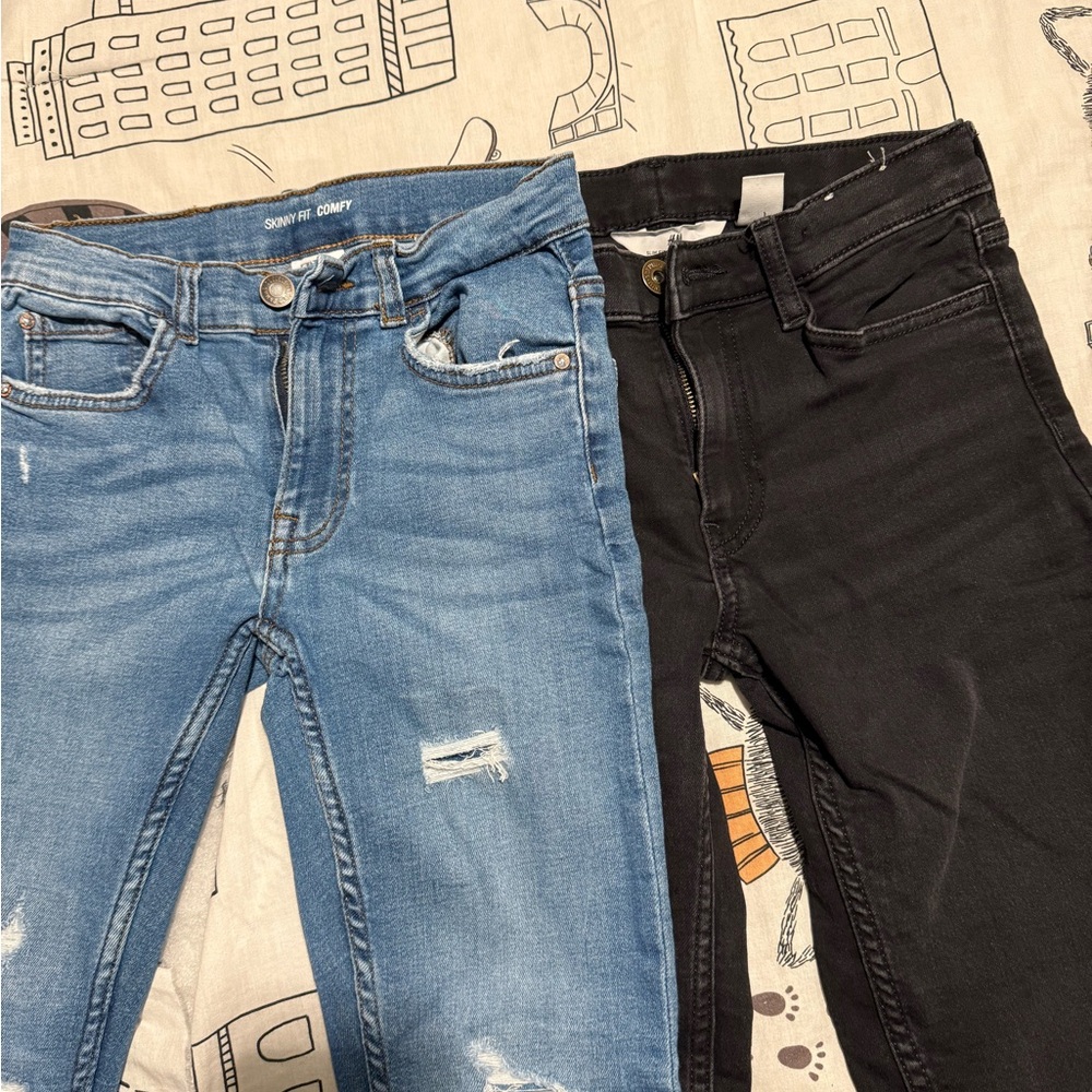 2 pairs Zara Blue and Black Skinny Jeans for boys size 10